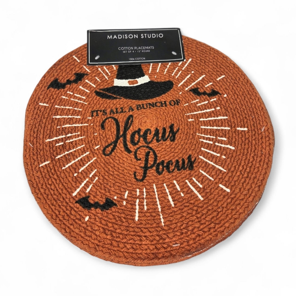 Hocus‎ Pocus Witch Hat Kitchen Placemats Orange Cotton Halloween Decor